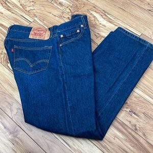 Levi's Men's 501XX Straight Leg Button Fly Dark Wash Denim Jeans